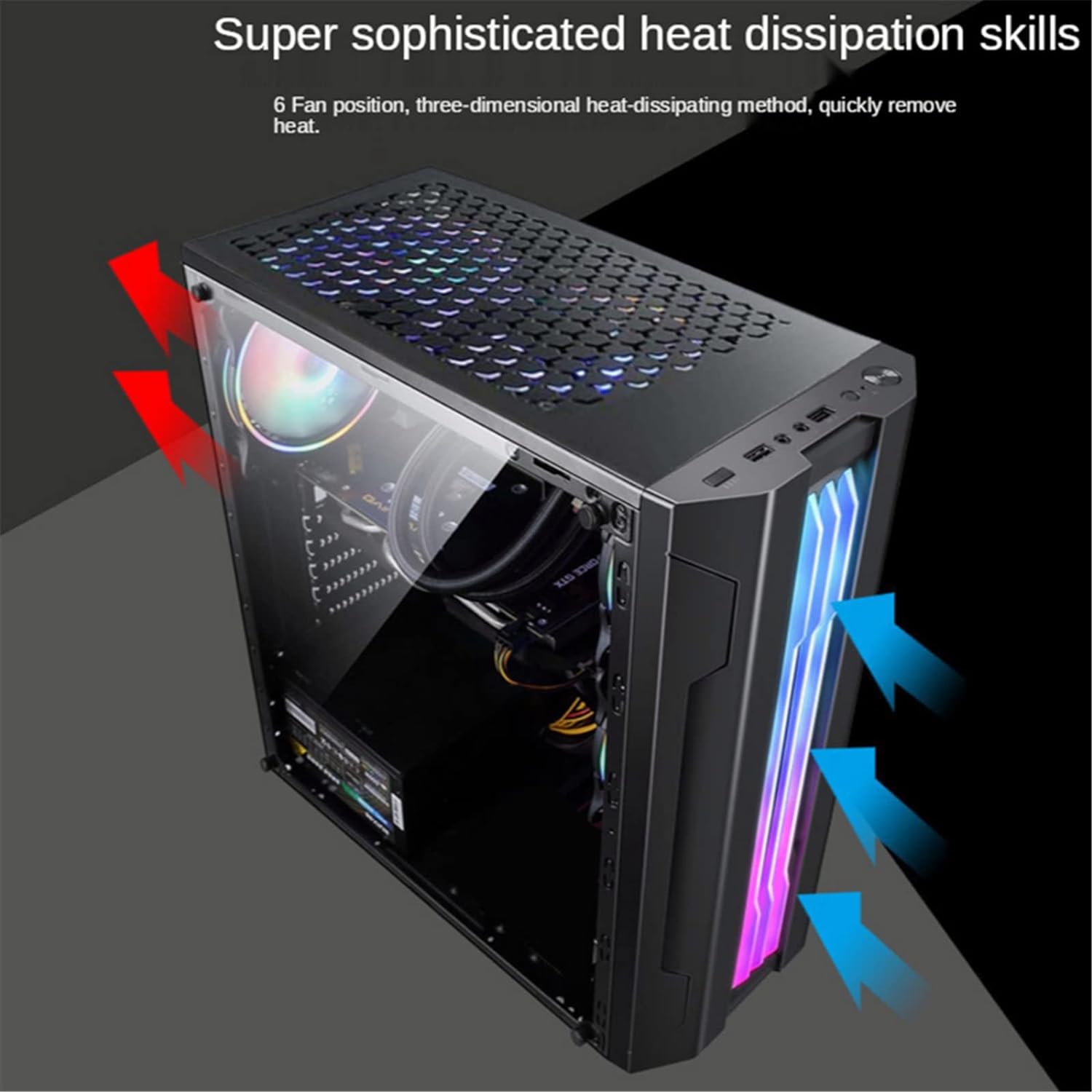 EVESKY ATX/M-ATX/ITX Gaming PC Desktop Computer Case White with Side Tempered Glass Panels with 5 Fan Support EVESKY ATX/M-ATX/ITX Gaming PC Desktop Computer Case White with Side Tempered Glass Panels with 5 Fan Support